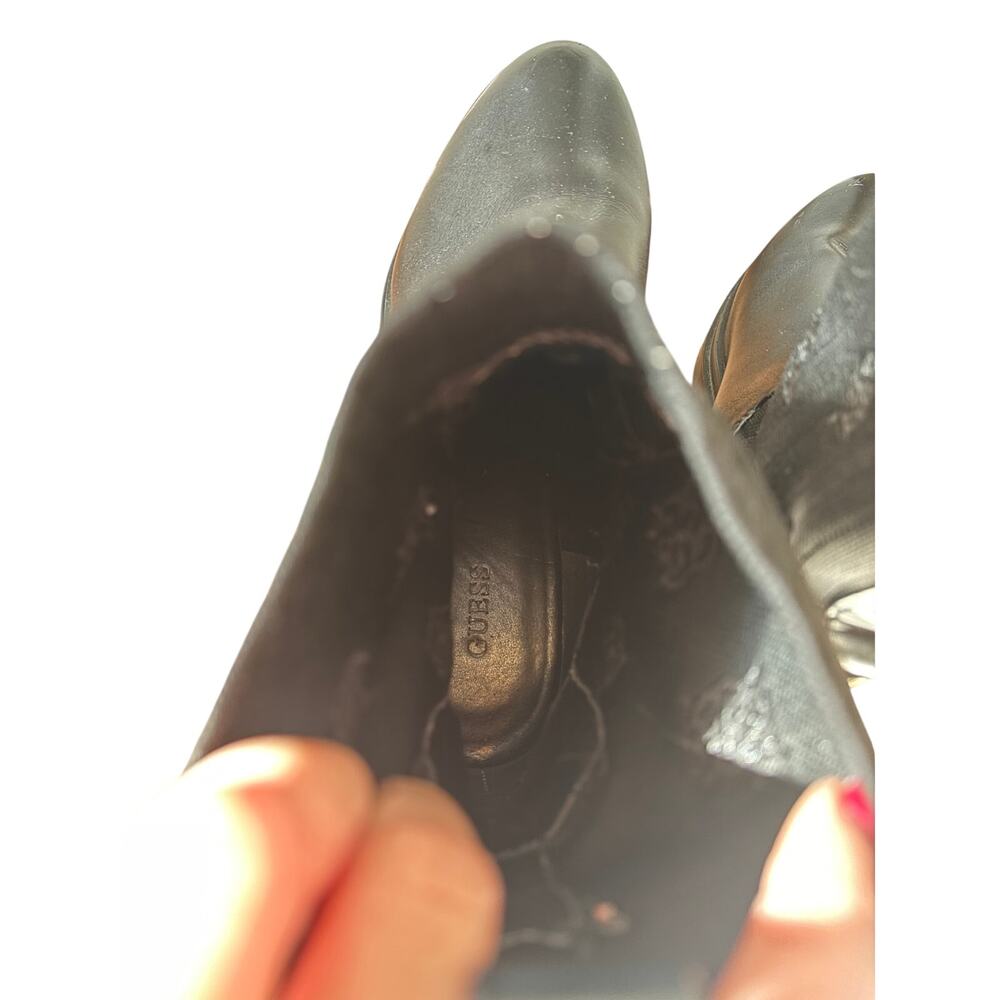 Guess Black Leather Knit Ankle Boots Size 8M - Picture 7 of 10